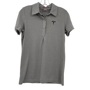 TESLA Motors Grey Polo Women's Small Logo Preppy‎ Jersey Knit